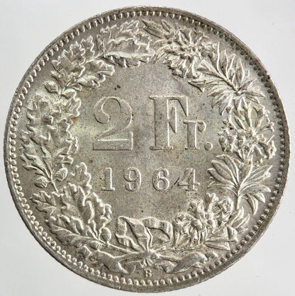 1964 Switzerland 2 Francs Silver Coin | Very High Grade