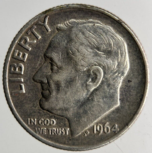1964 US USA Roosevelt Dime Silver Coin | Fine Collectable Grade