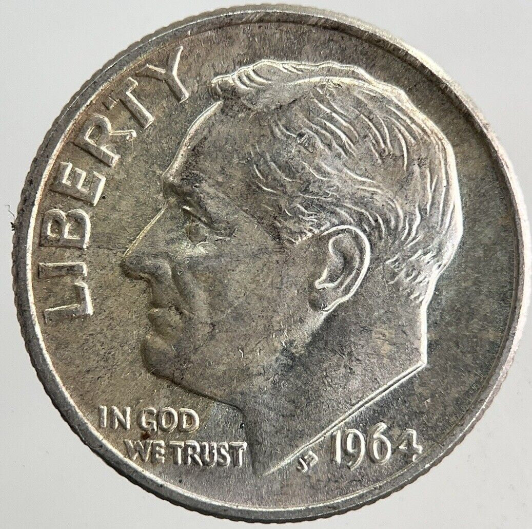 1964 US USA Roosevelt Dime Silver Coin | Very High Grade