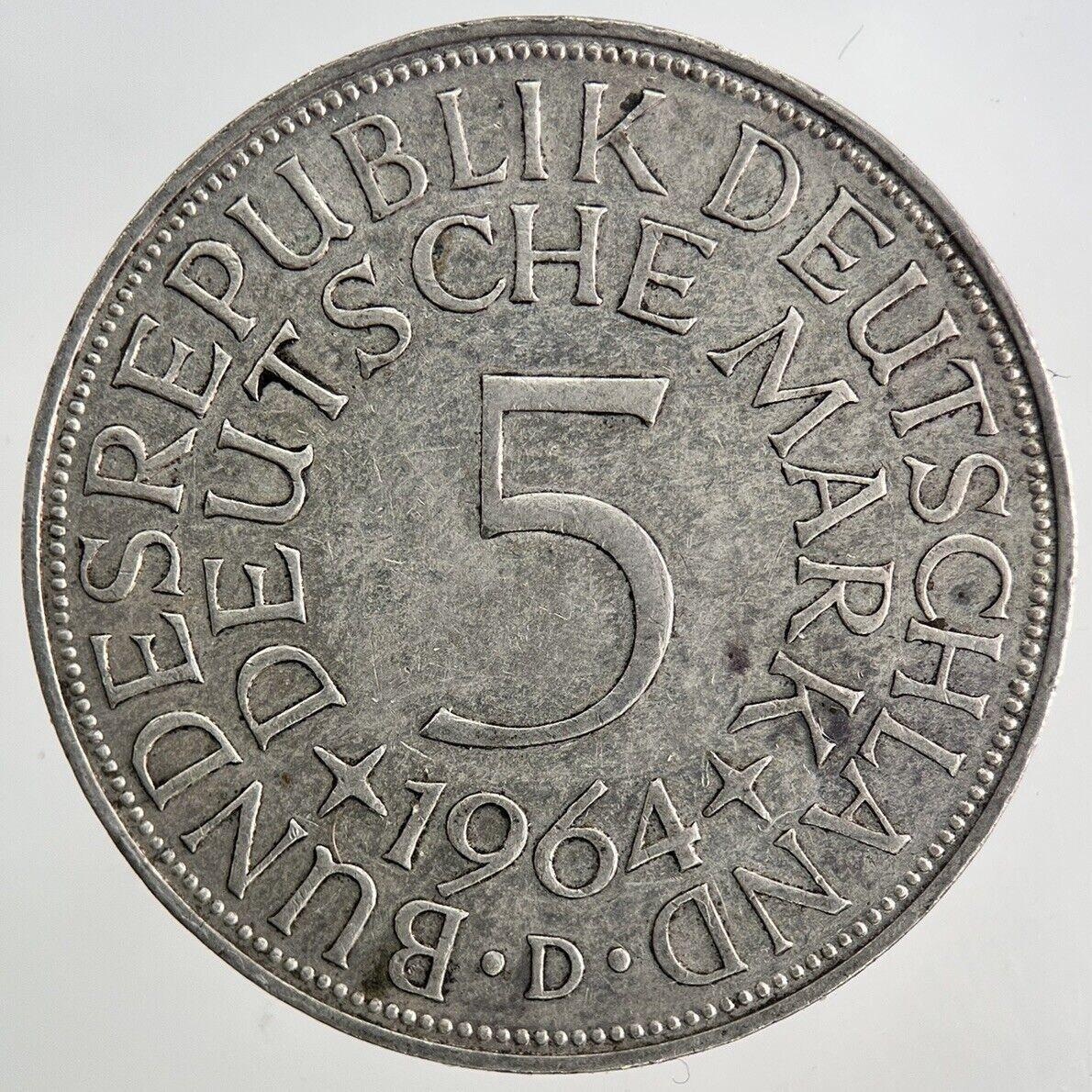 1964-D Germany 5 Mark Silver Coin | Fine Collectable Grade