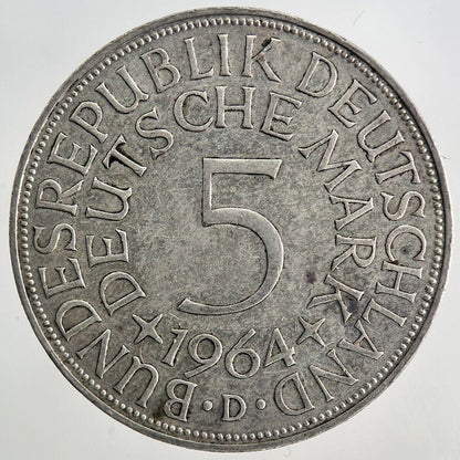 1964-D Germany 5 Mark Silver Coin | Fine Collectable Grade