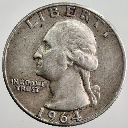 1964-D US USA Quarter Dollar Silver Coin | Fine Collectable Grade | a7935