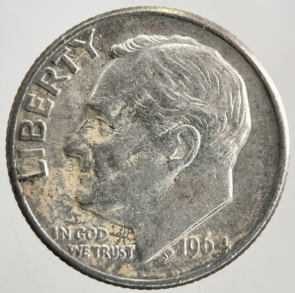 1964-D US USA Roosevelt One Dime Silver Coin | Fine Collectable Grade