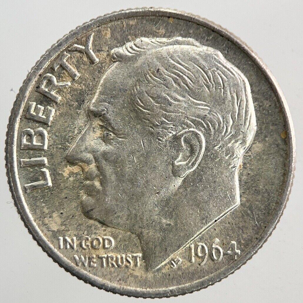 1964 US USA Roosevelt One Dime Silver Coin | Very High Grade