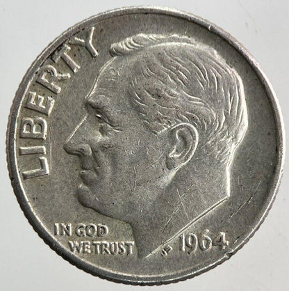 1964-D US USA Roosevelt Dime Silver Coin | Fine Collectable Grade
