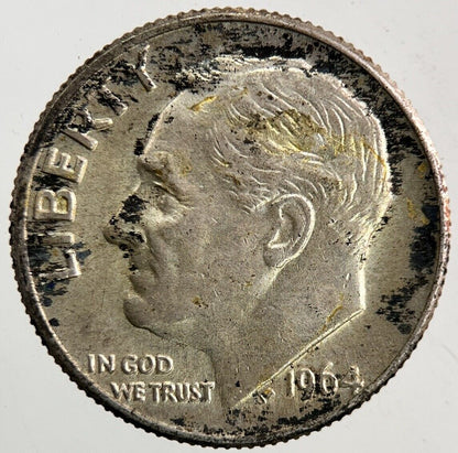 1964-D US USA Roosevelt One Dime Silver Coin | Fine Collectable Grade