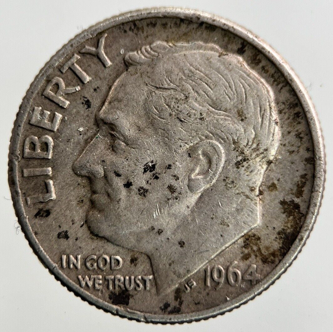 1964-D US USA Roosevelt One Dime Silver Coin | Fine Collectable Grade