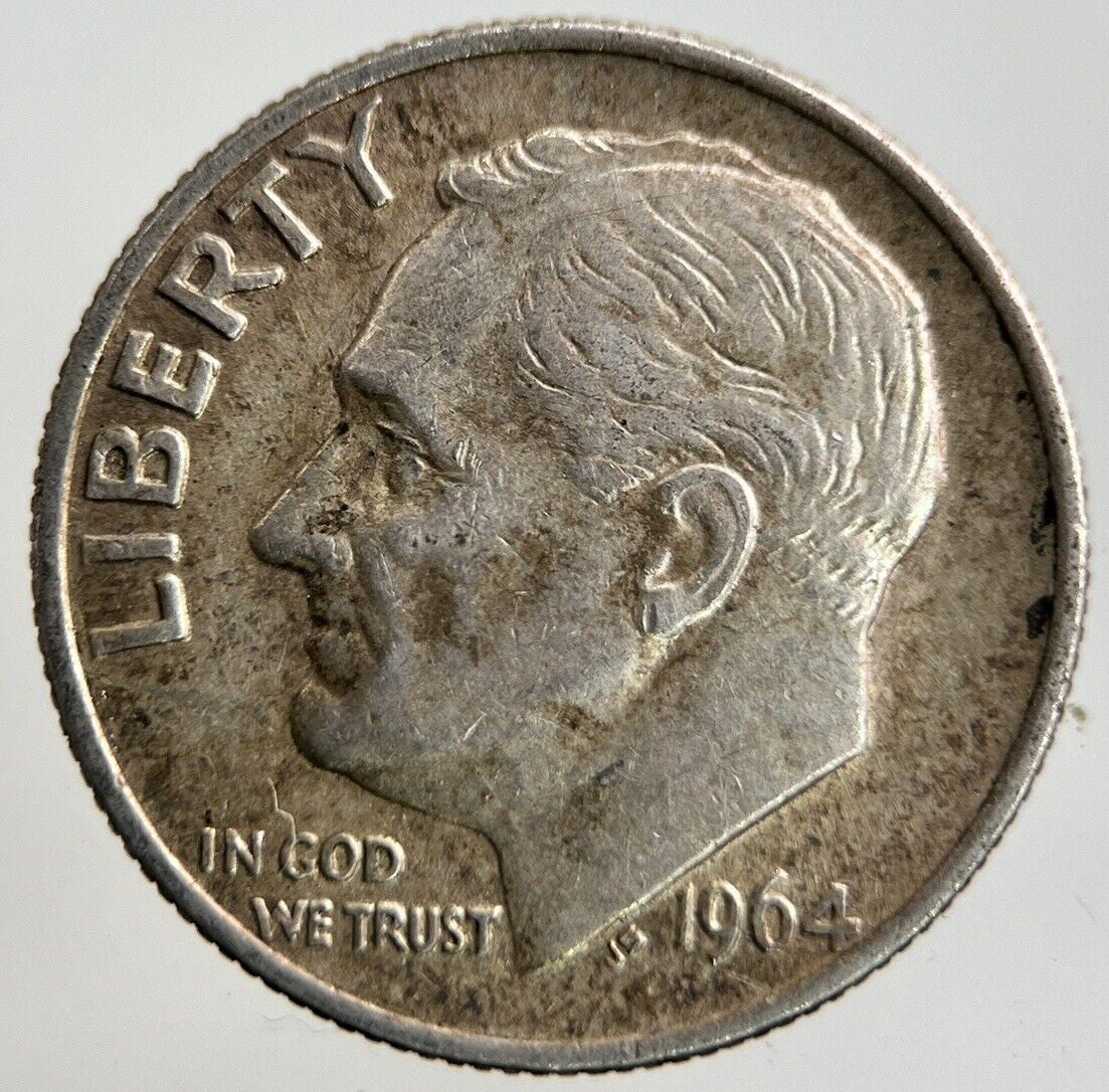 1964 US USA Roosevelt One Dime Silver Coin | Fine Collectable Grade