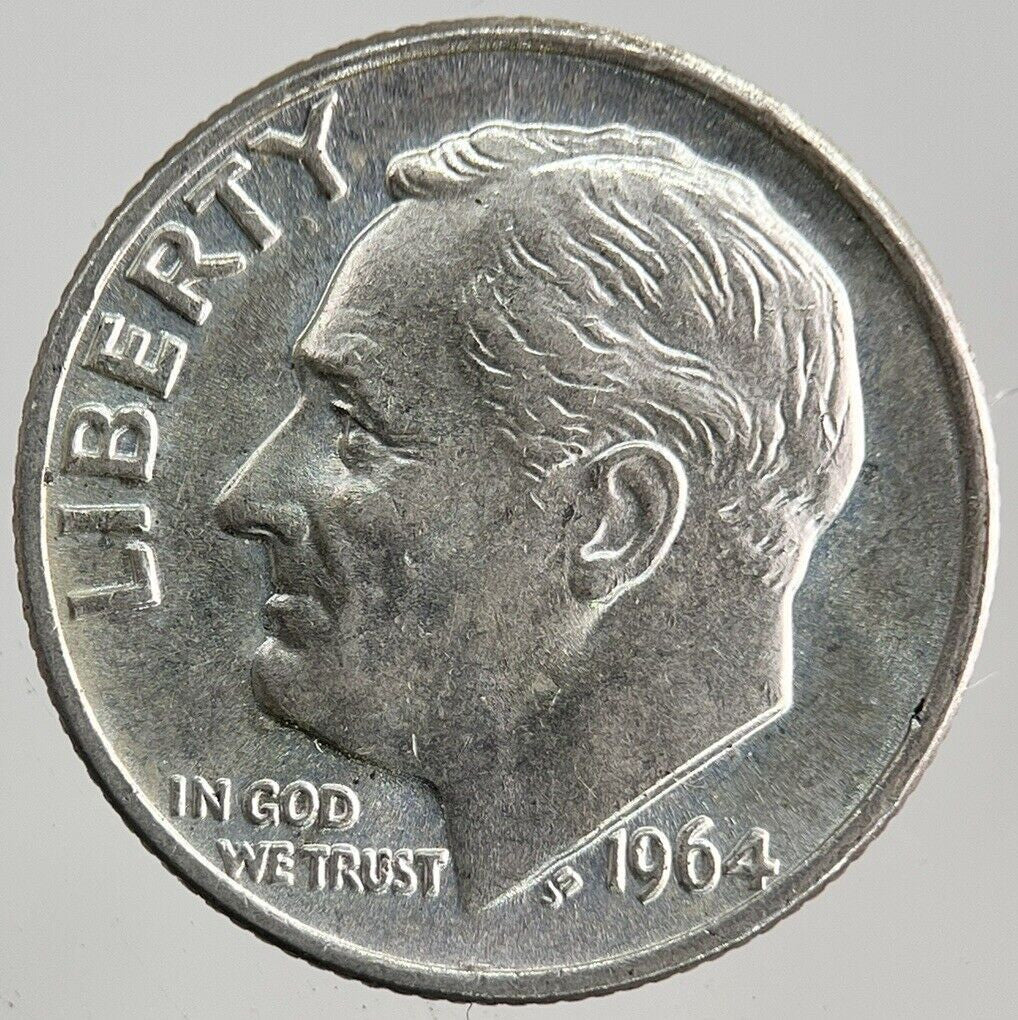 1964 US USA Roosevelt One Dime Silver Coin | Very High Grade