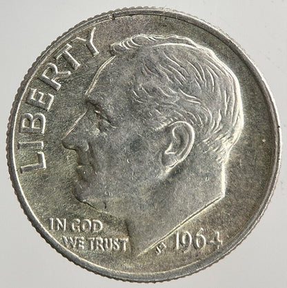 1964-D US USA Roosevelt One Dime Silver Coin | Fine Collectable Grade