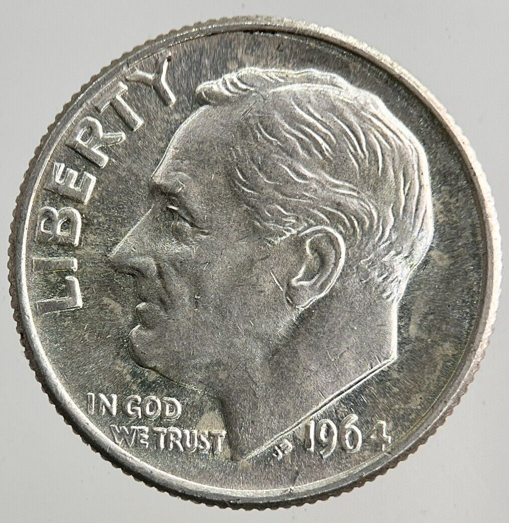 1964 US USA Roosevelt One Dime Silver Coin | Very High Grade