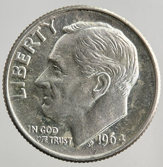 1964 US USA Roosevelt One Dime Silver Coin | Very High Grade
