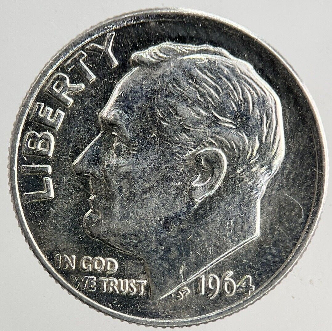 1964 US USA Roosevelt One Dime Silver Coin | Fine Collectable Grade
