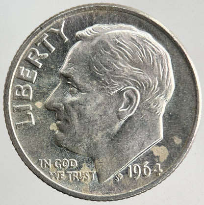 1964 US USA Roosevelt One Dime Silver Coin | Very High Grade