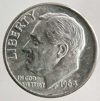1964 US USA Roosevelt One Dime Silver Coin | Very High Grade