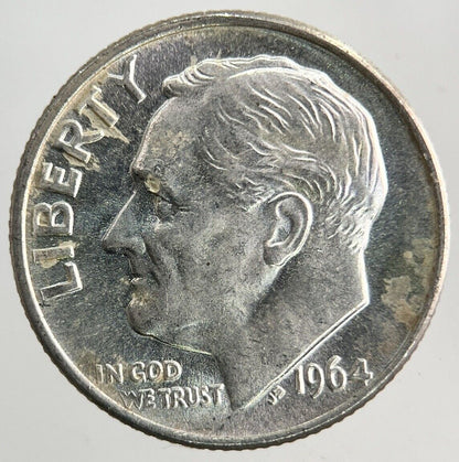 1964 US USA Roosevelt One Dime Silver Coin | Very High Grade