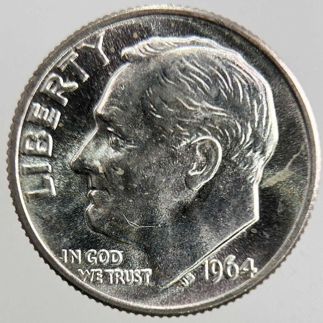 1964 US USA Roosevelt One Dime Silver Coin | Very High Grade