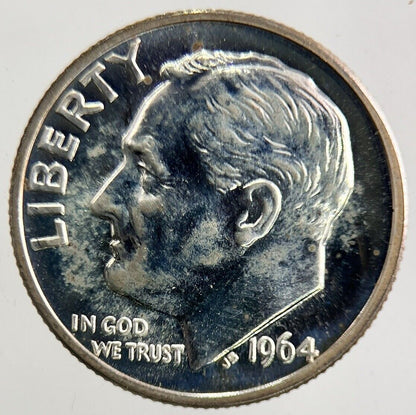 1964 US USA Roosevelt One Dime Silver Coin | Very High Grade