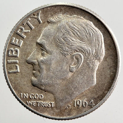 1964-D US USA Roosevelt Dime Silver Coin | Fine Collectable Grade