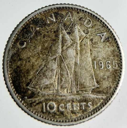 1965 Canada 10 Cents Silver Coin | Fine Collectable Grade