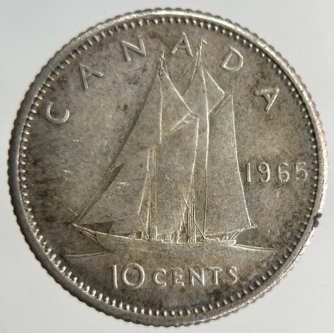 1965 Canada 10 Cents Silver Coin | Fine Collectable Grade