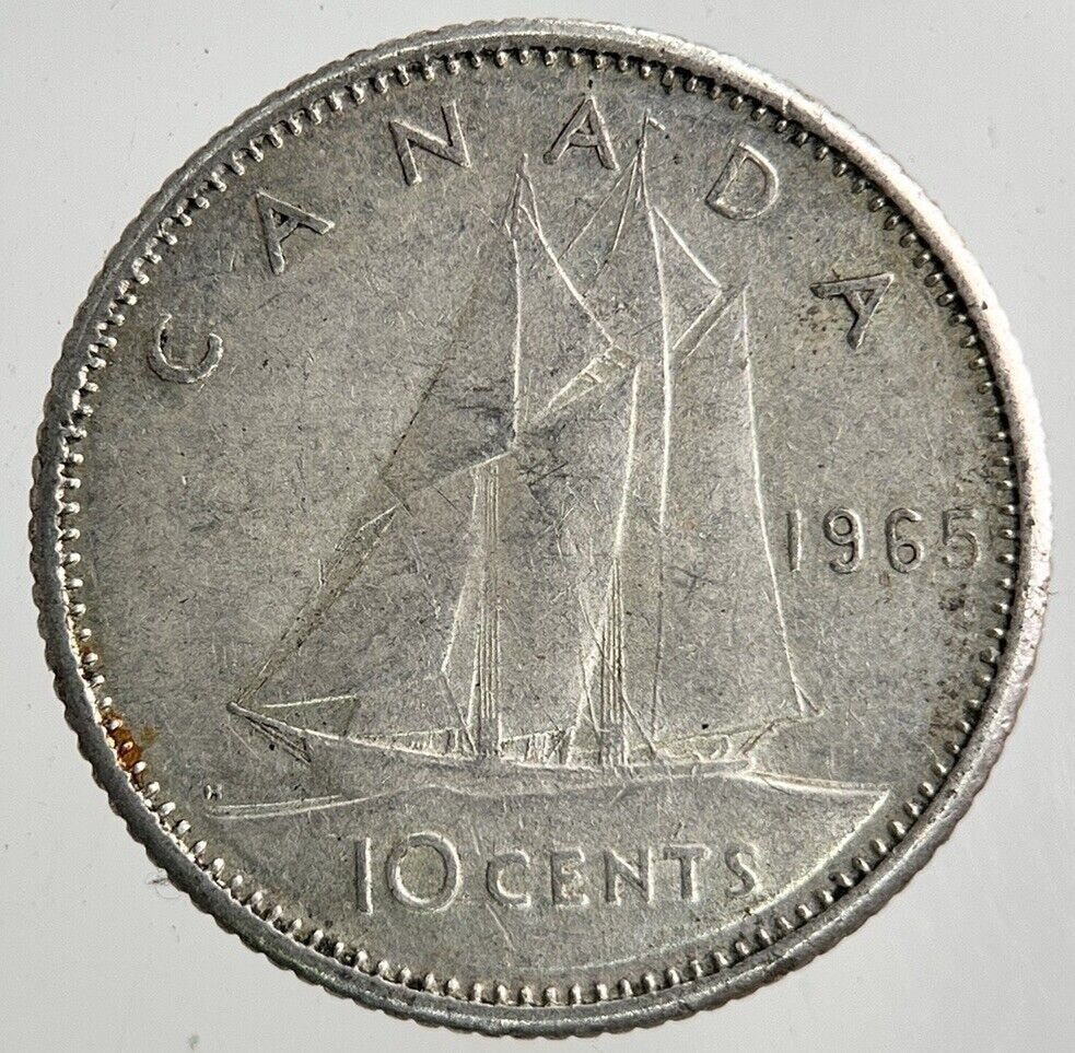 1965 Canada 10 Cents Silver Coin | Fine Collectable Grade