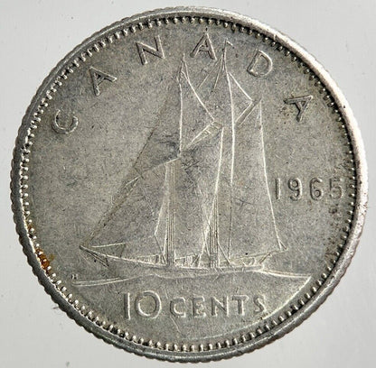 1965 Canada 10 Cents Silver Coin | Fine Collectable Grade