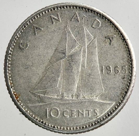 1965 Canada 10 Cents Silver Coin | Fine Collectable Grade