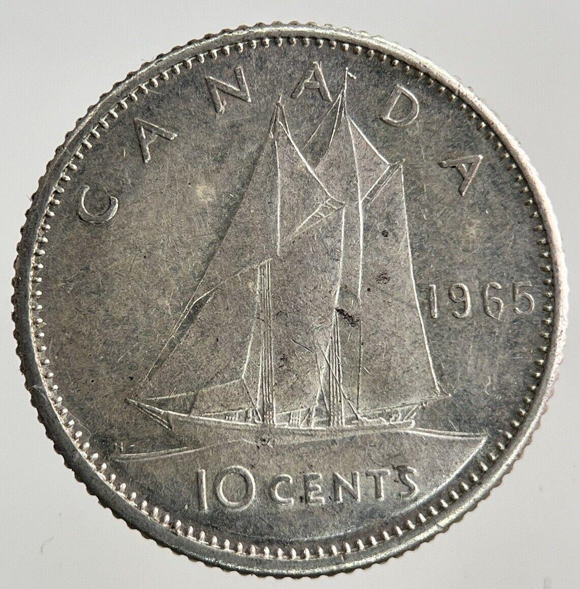 1965 Canada 10 Cents Silver Coin | Fine Collectable Grade