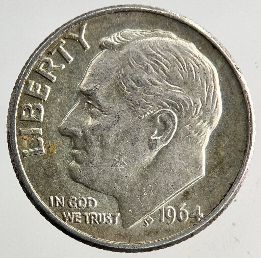 1964-D US USA Roosevelt One Dime Silver Coin | Very High Grade
