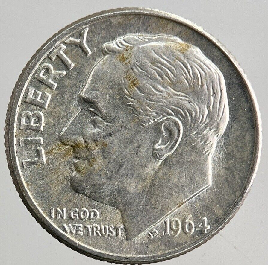 1964-D US USA Roosevelt One Dime Silver Coin | Very High Grade