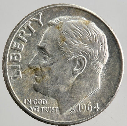 1964-D US USA Roosevelt One Dime Silver Coin | Very High Grade