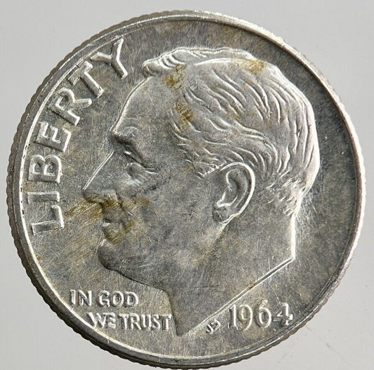 1964-D US USA Roosevelt One Dime Silver Coin | Very High Grade