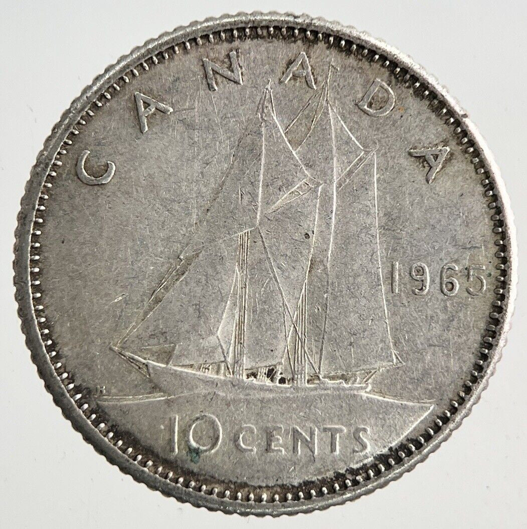 1965 Canada 10 Cents Silver Coin | Fine Collectable Grade
