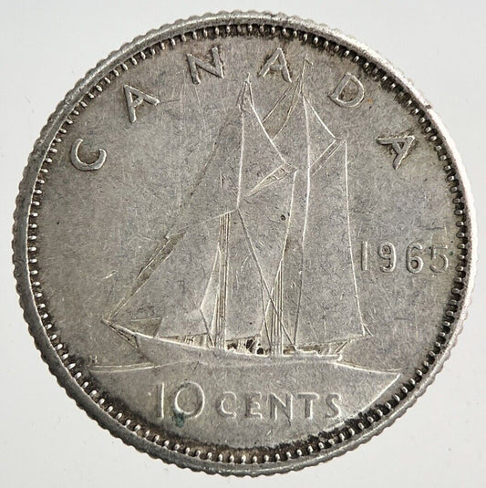 1965 Canada 10 Cents Silver Coin | Fine Collectable Grade