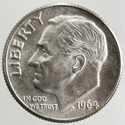 1964-D US USA Roosevelt One Dime Silver Coin | Very High Grade