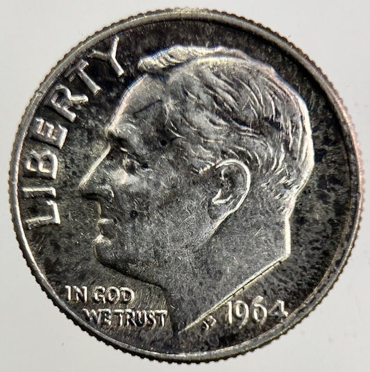 1964-D US USA Roosevelt One Dime Silver Coin | Very High Grade