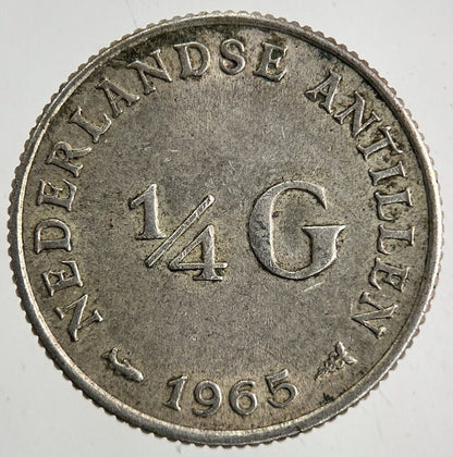 1965 Netherlands 1/4 Quarter Gulden Silver Coin | Very High Grade