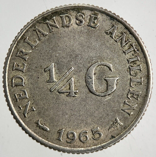 1965 Netherlands 1/4 Quarter Gulden Silver Coin | Very High Grade