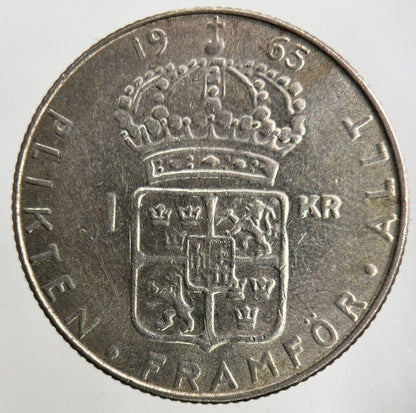 1965 Sweden 1 Krona Silver Coin | Fine Collectable Grade