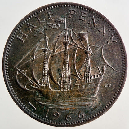 1966 Elizabeth II 2nd Half-Penny Coin | Very Fine Grade