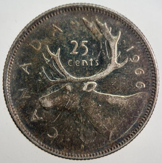 1966 Canada 25 Cents Silver Coin | Fine Collectable Grade | a7629