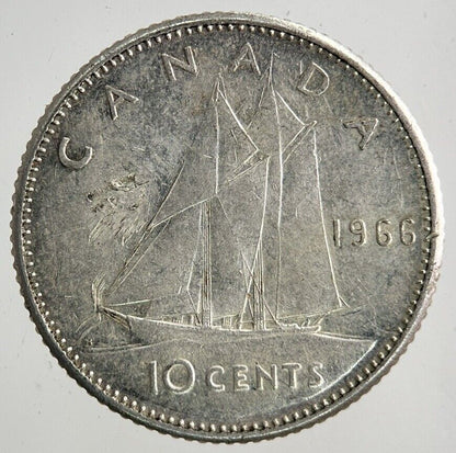 1966 Canada 10 Cents Silver Coin | Fine Collectable Grade