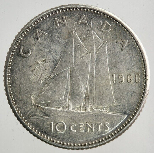 1966 Canada 10 Cents Silver Coin | Fine Collectable Grade