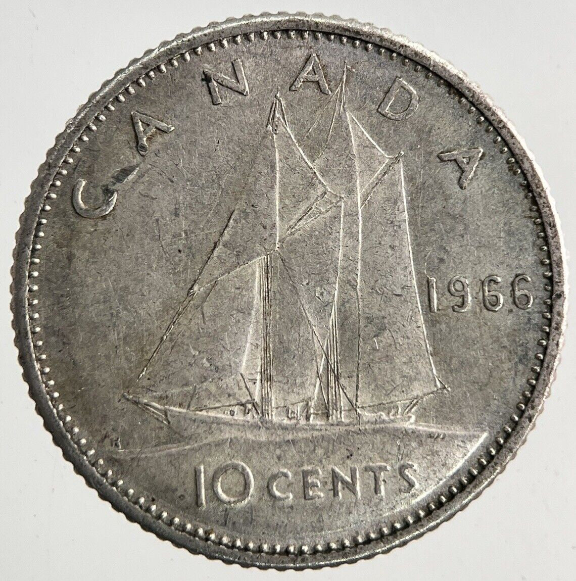 1966 Canada 10 Cents Silver Coin | Fine Collectable Grade