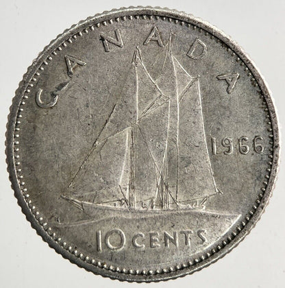 1966 Canada 10 Cents Silver Coin | Fine Collectable Grade