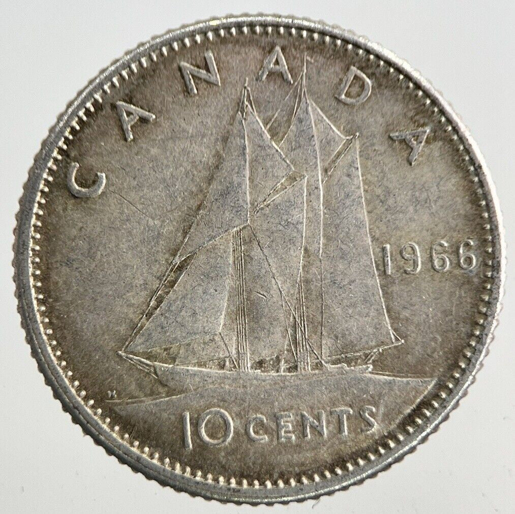 1966 Canada 10 Cents Silver Coin | Very High Grade