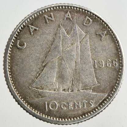 1966 Canada 10 Cents Silver Coin | Very High Grade