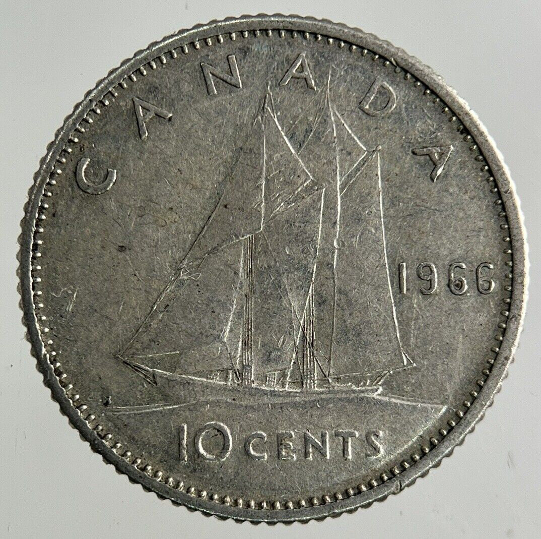 1966 Canada 10 Cents Silver Coin | Fine Collectable Grade