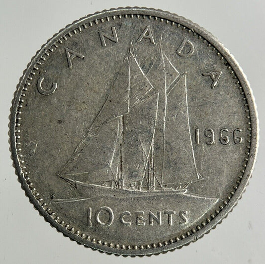 1966 Canada 10 Cents Silver Coin | Fine Collectable Grade